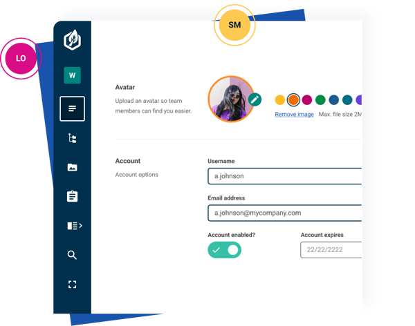 A Contensis UI screen oshowing collaboration between editors.