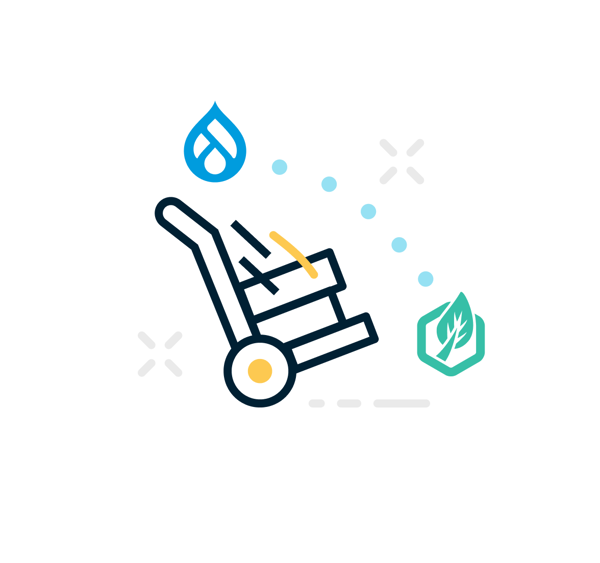 Illustration demonstrating a migration from Drupal to Contensis