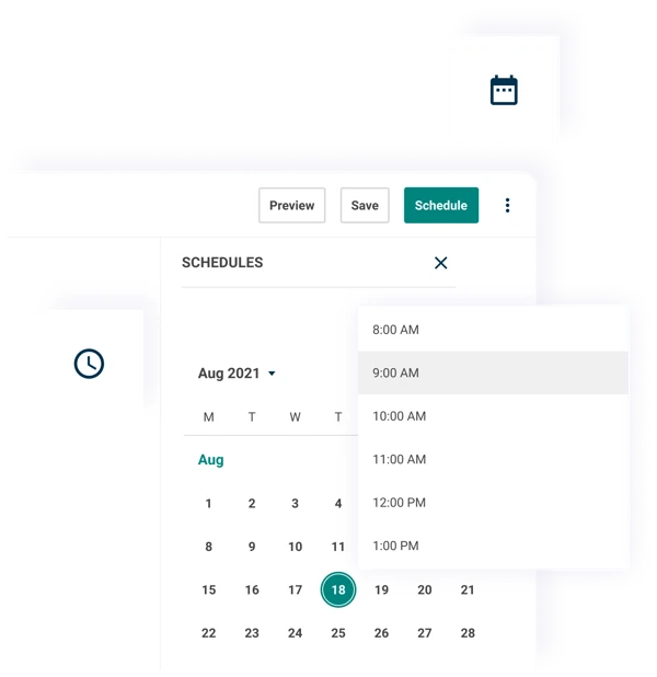 An illustration showing the publishing schedule panel in a Contensis entry.
