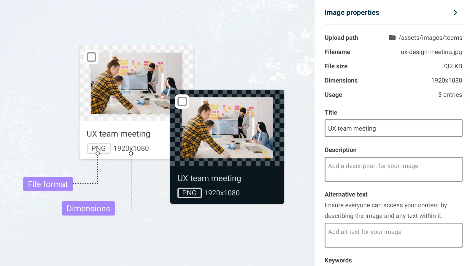 Improved card layouts and properties panel