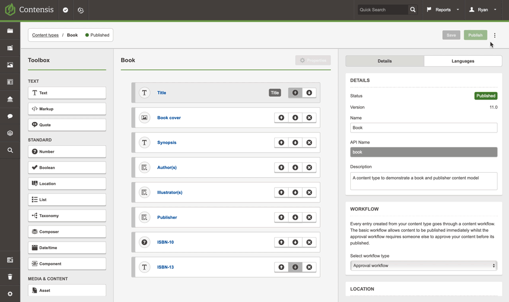 Edit a content type from entry editor