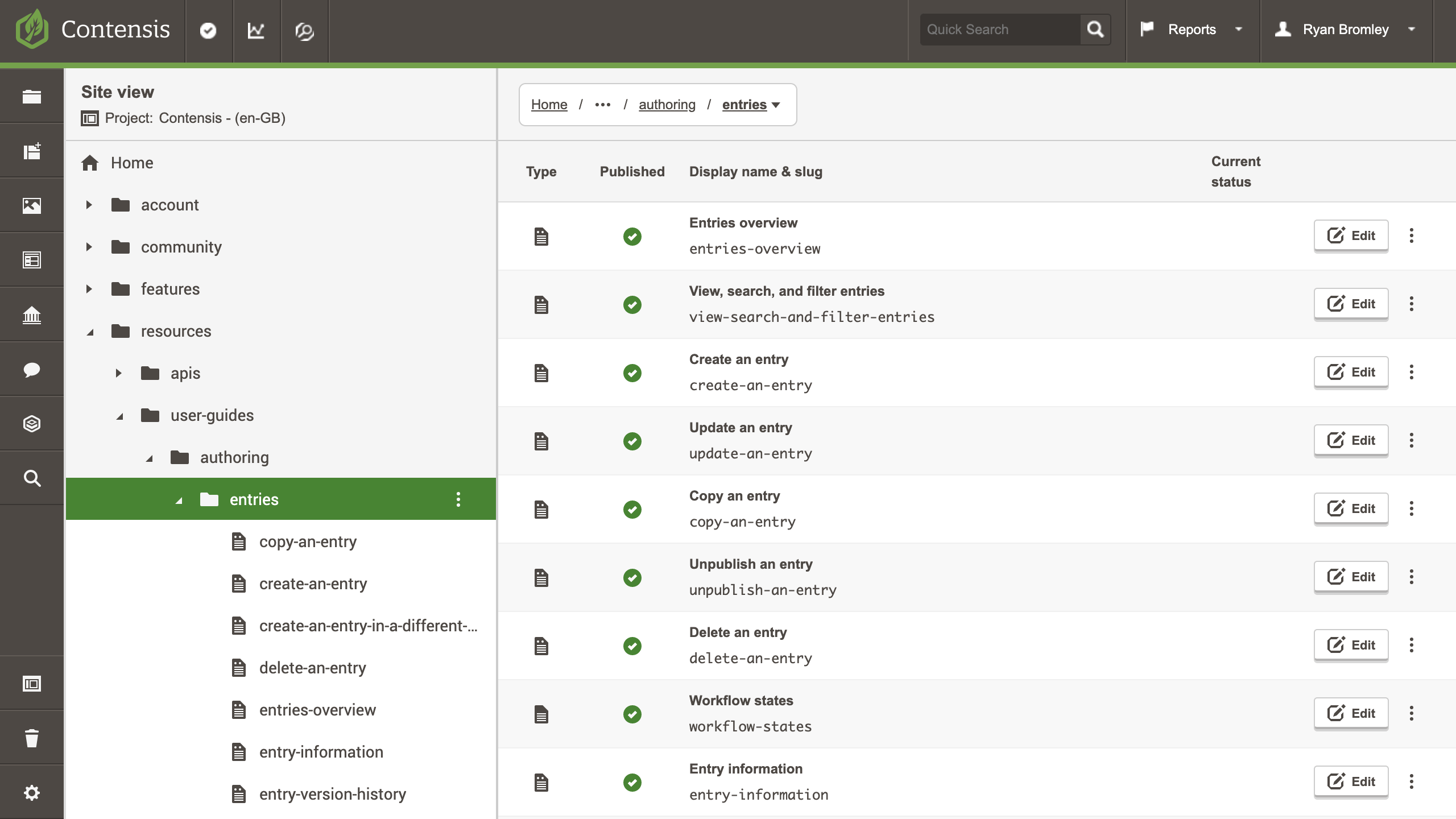 A large website structured many parent and child nodes in Site View.