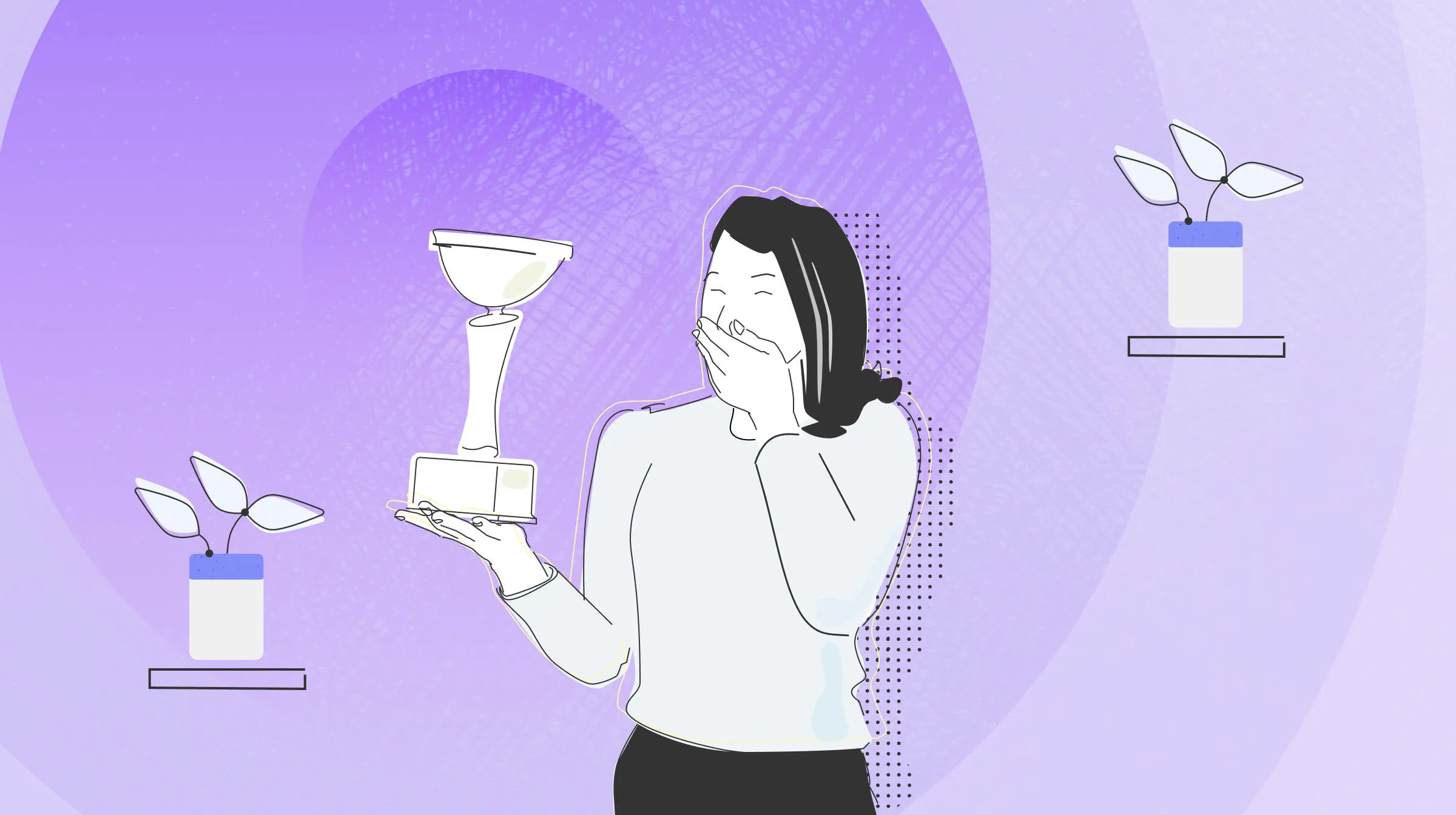A woman holding a trophy