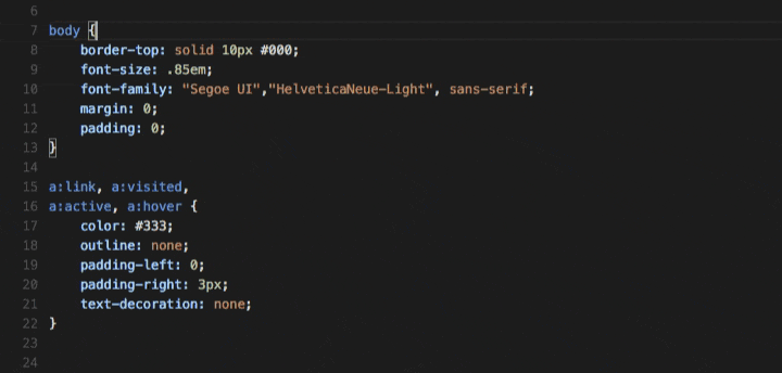 An animation showing IntelliSense working in the Monaco code editor i Contensis.