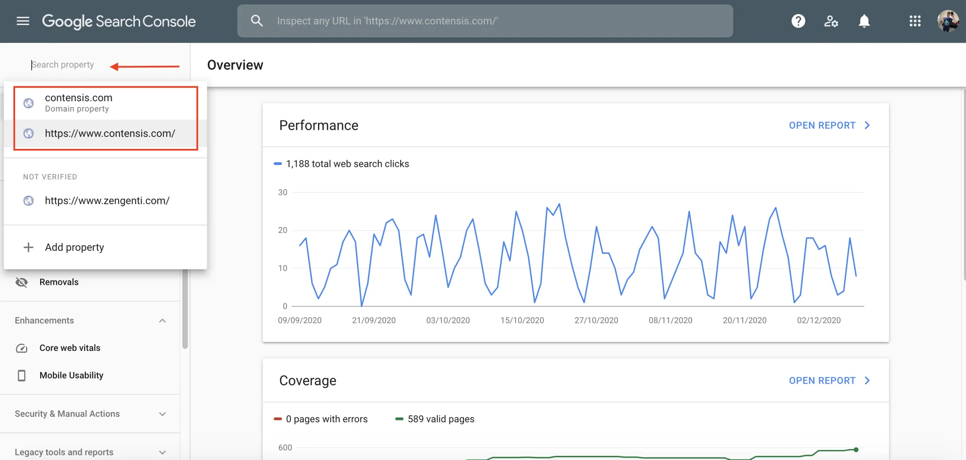 Google search console property
