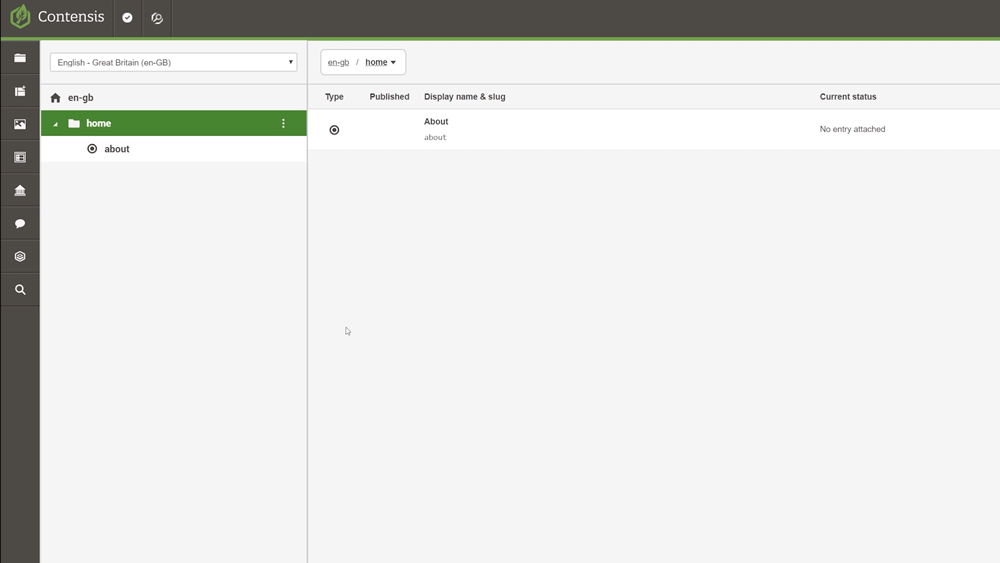 An animation showing a user switching between Dutch and British English websites using Site View in Contensis.