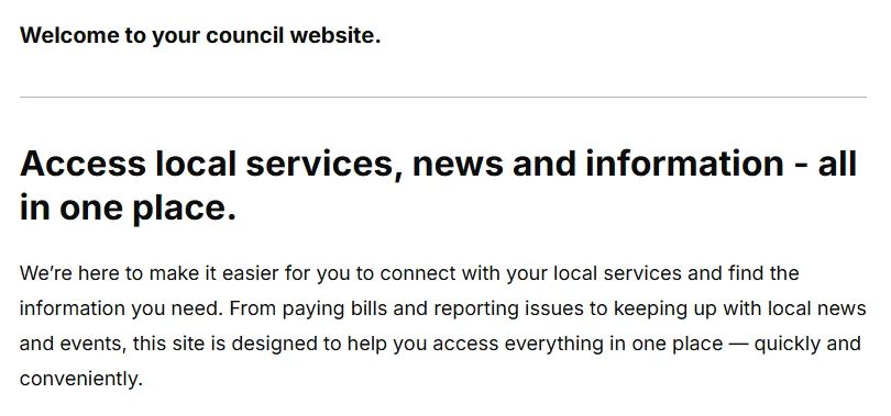 Visual of the 'Text' component available for editors using Contensis for Councils.