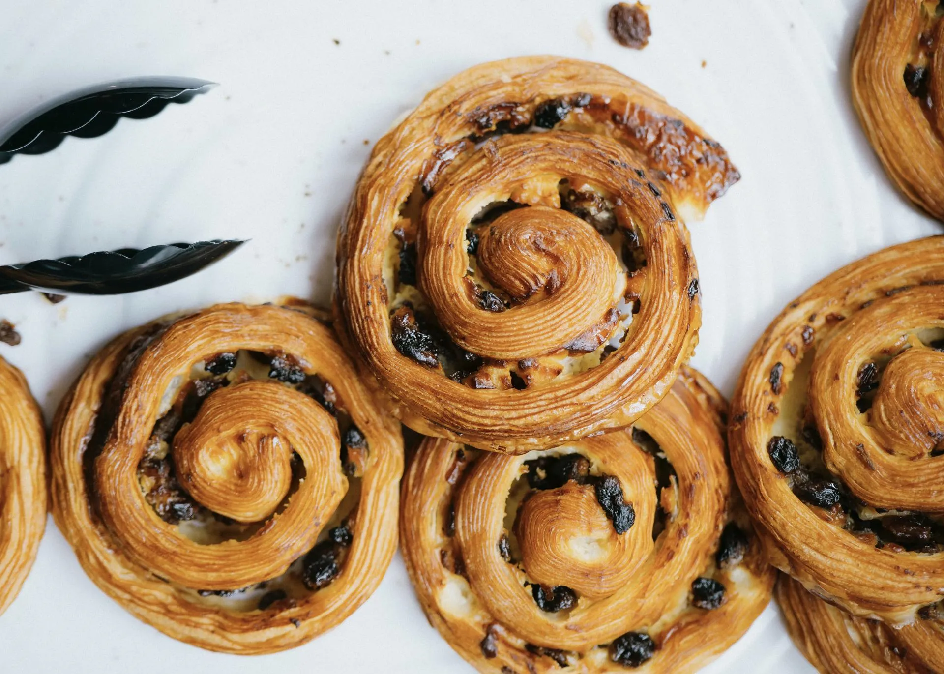 A selection of pain au raisin.