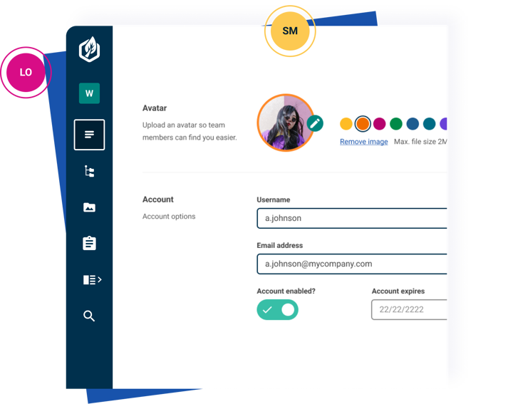 A user profile being edited in the Contensis user interface.