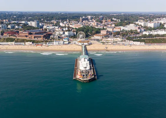 An aerial image of Bournemouth Pier 