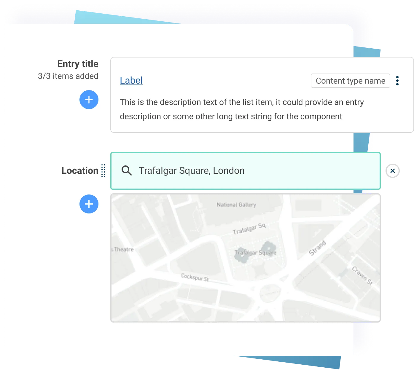 A location entry being created in the Contensis User Interface.