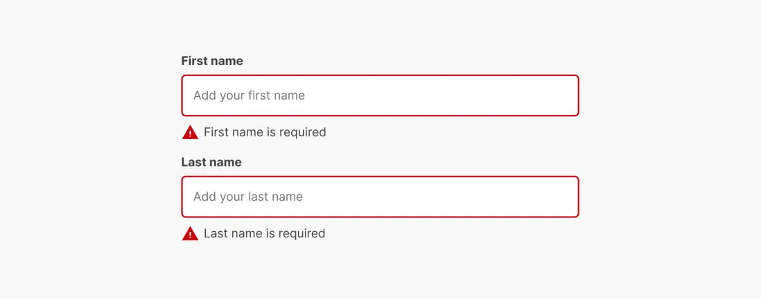 Accessible error messages displayed on a form.