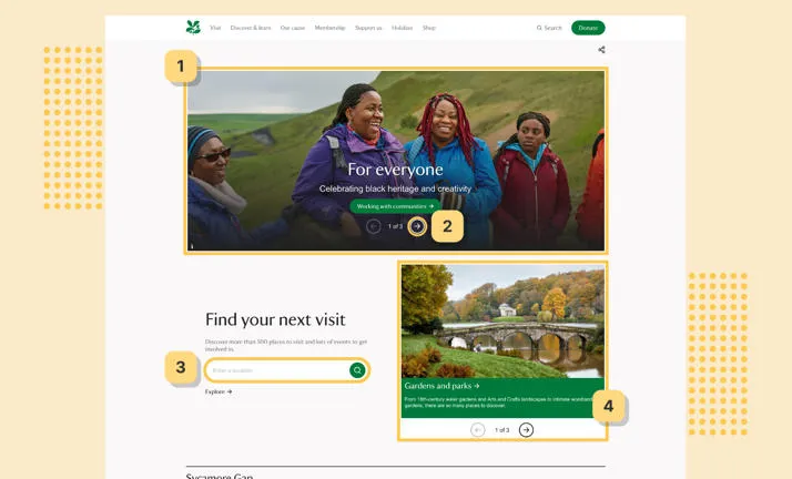 The National Trust accessible website navigation