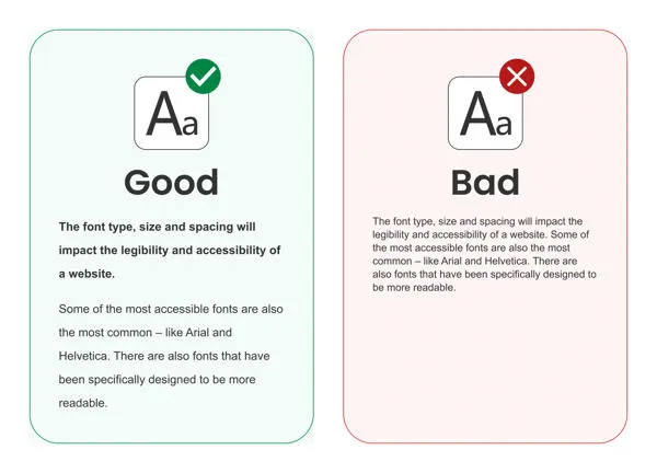 Examples of good and bad typography styles to use on your website.