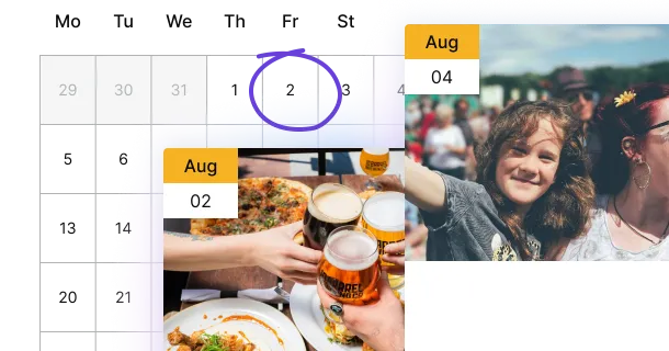Illustrated representation for a calendar of events