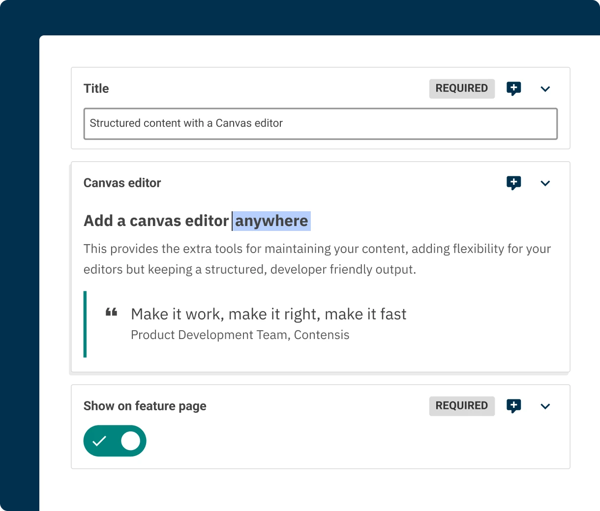 Contensis Canvas long-form content editor