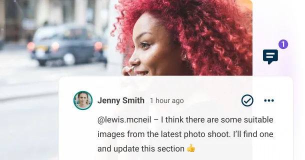 Illustration of commenting between editors in Contensis UI