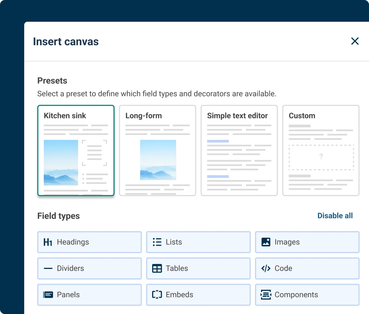 Contensis Canvas long-form content editor