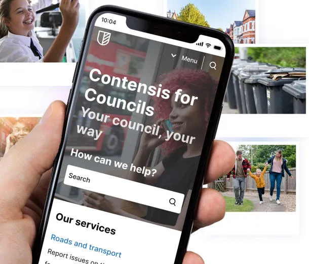 Contensis for Councils themable homepage design on a mobile device