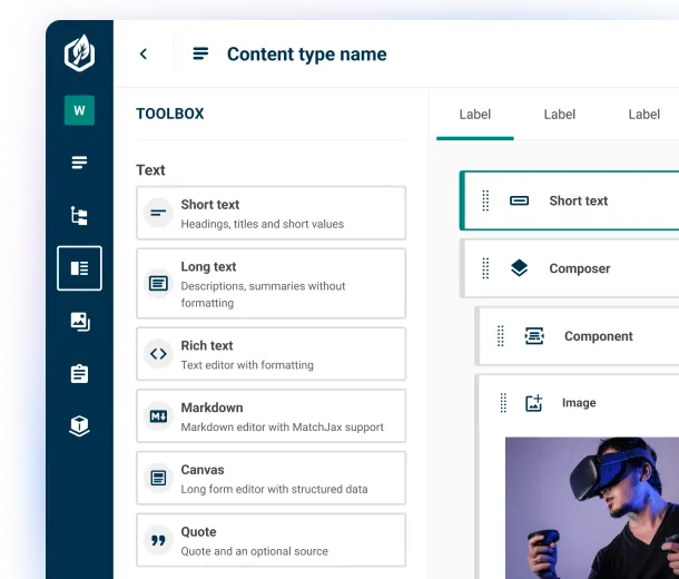 Content Type builder in the Contensis UI