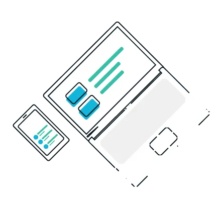An illustration of a mobile phone and a laptop computer.