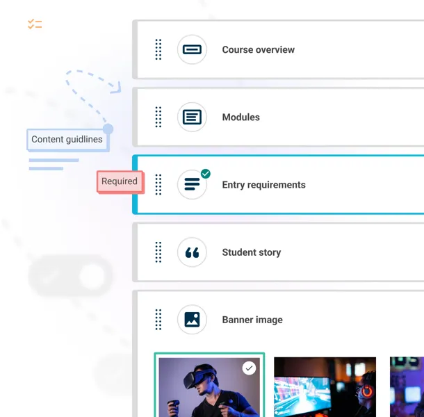 A university course content model in Contensis.