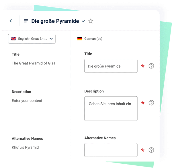 An example of the multilingual interface in Contensis.