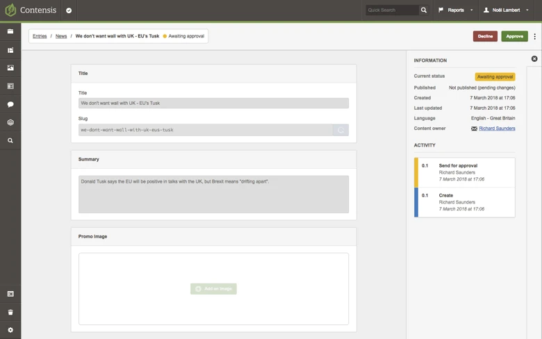 Multilingual approver editor view