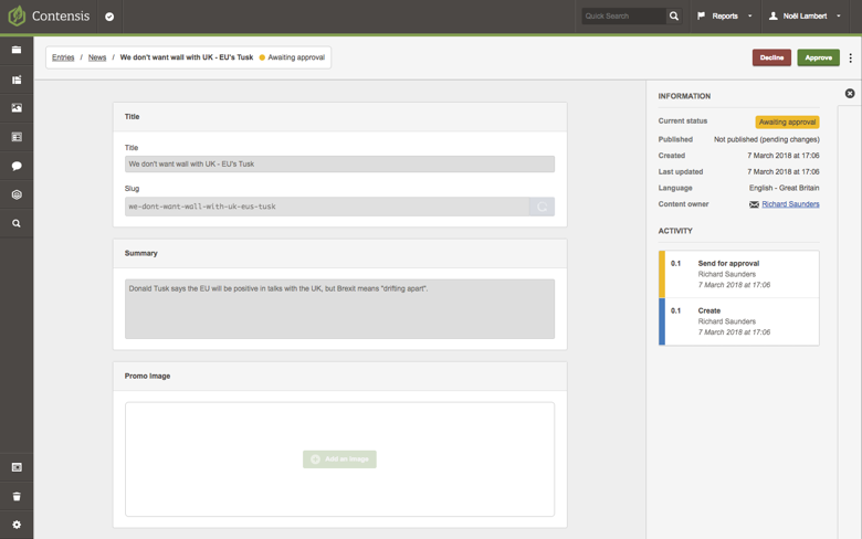 Multilingual approver editor view