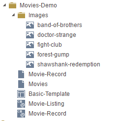 Example folder structure in the project explorer