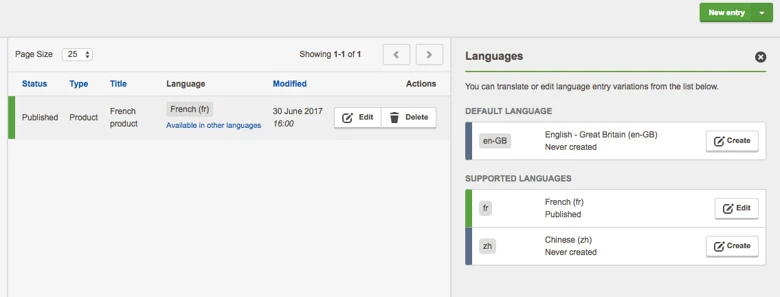Entry language outside workflow