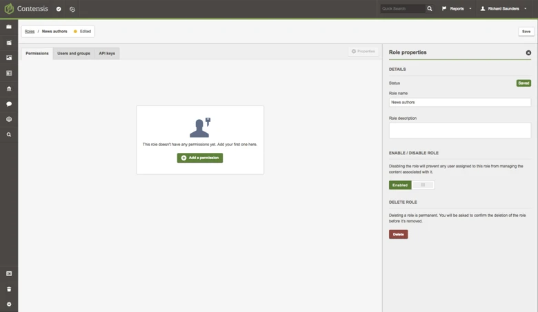 A screenshot of the roles builder