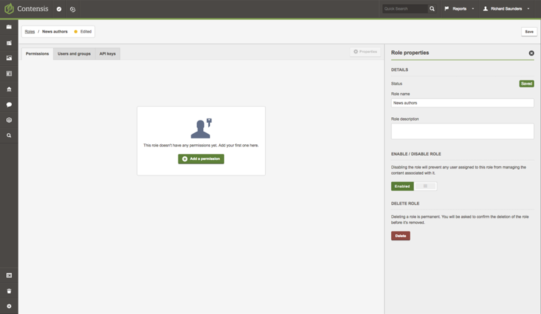 A screenshot of the roles builder