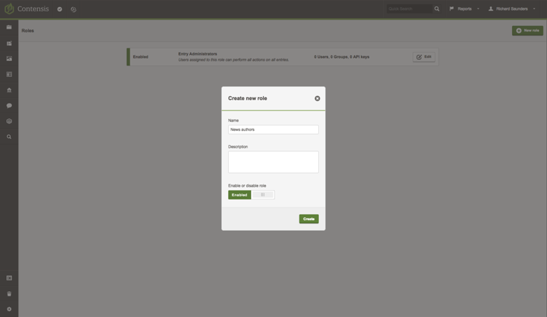 A screenshot of the a new role being created