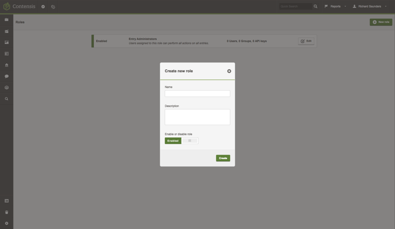 A screenshot of the a new role being created