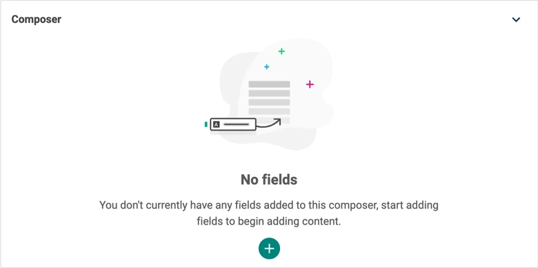 An empty field in the entry editor explaining that different fields can be added.