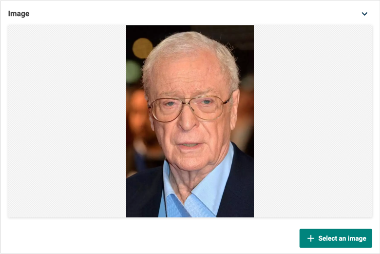 A single image editor display a photo of Michael Caine