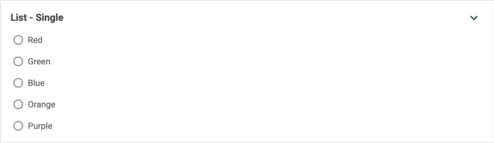 A single selection radio button list editor