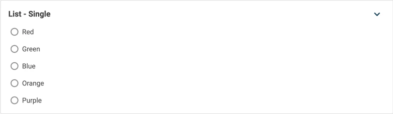 A radio button list of colours