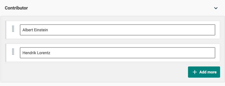 A repeated text field with the ability to add additional text fields