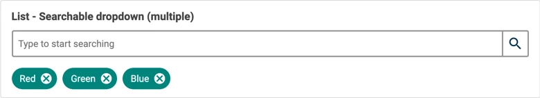 A search box and multiple selected items displayed as tags
