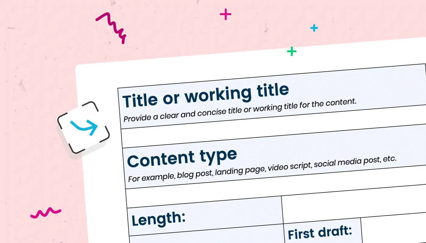 An illustration showing the first page of the Contensis content brief template.