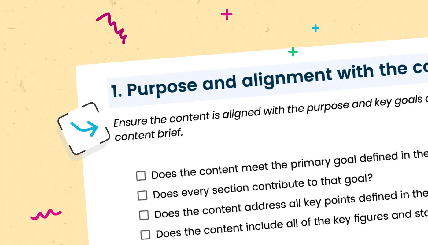 An illustration of the Contensis content quality checklist template.
