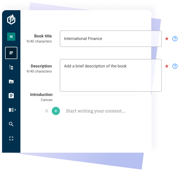 A book entry being created in the Contensis User Interface.